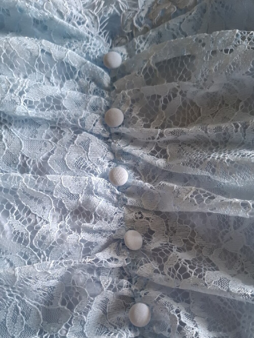 For Love & Lemons Pale Blue Lace Ruched Mini Dress - Picture 7 of 8